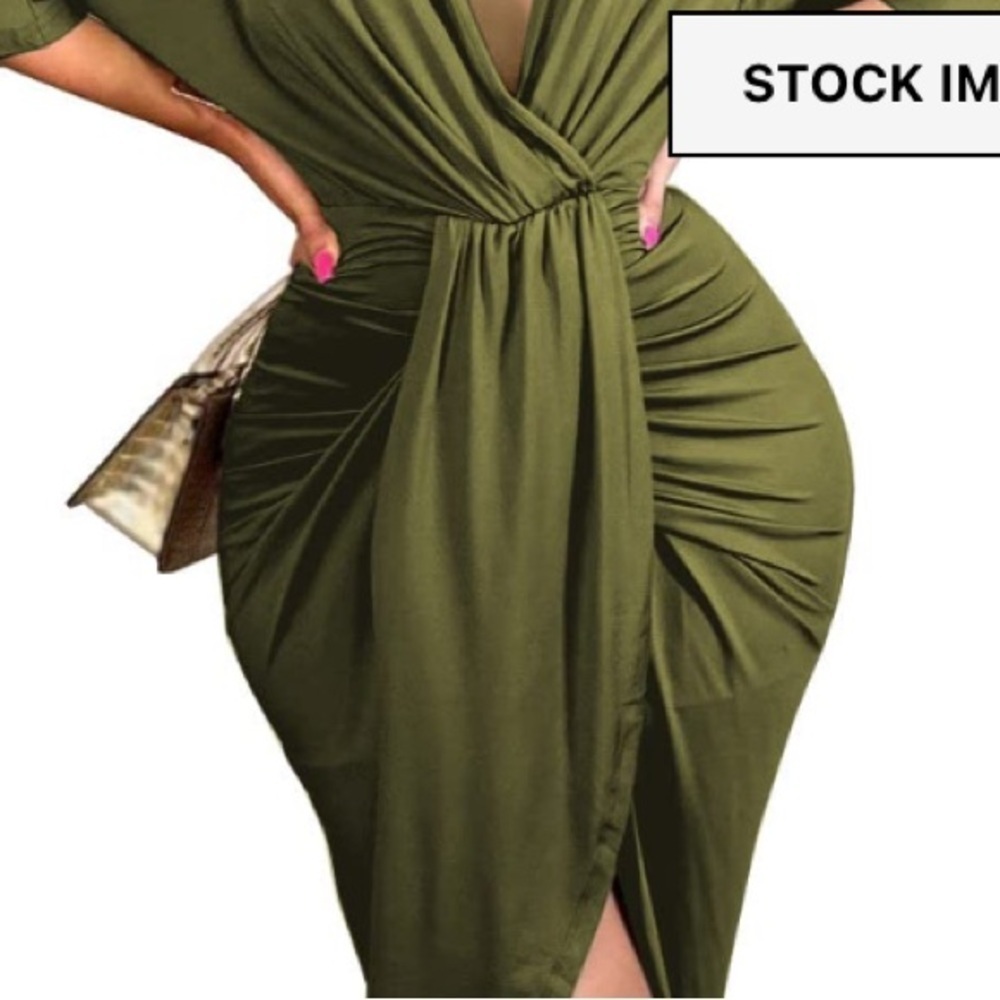 Women Round Neck Long Sleeve Ribbed Knit Bodycon Pencil Long Maxi Dress box 3 - Picture 5 of 6